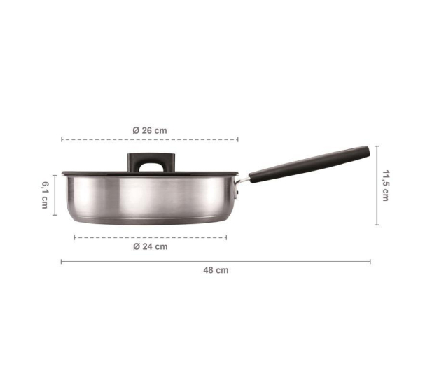 FISKARS Patelnia szefa kuchni 26 cm/2,8 l z pokrywką HARD FACE STEEL (1052248) - 1379522 - zdjęcie 2
